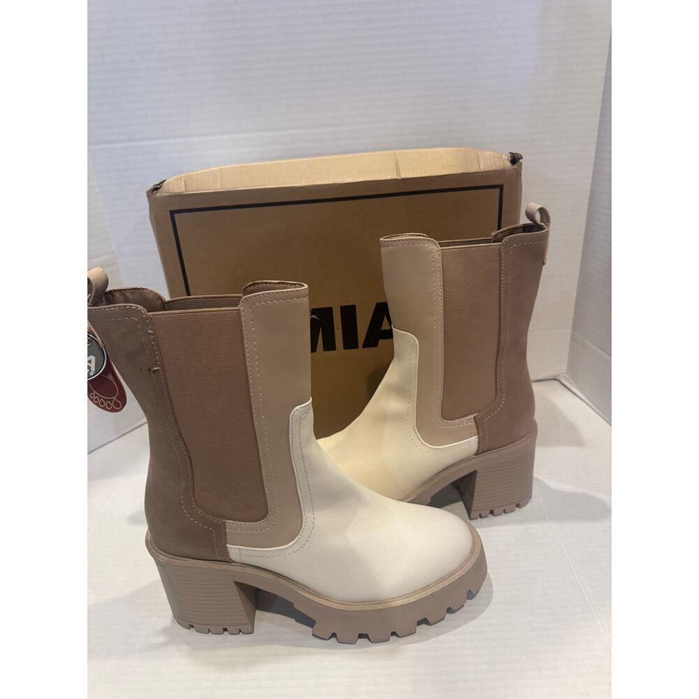 Mia Womens Remi Faux Leather Block Heel Mid-Calf Boots size 11M, beige&vory nib - Picture 5 of 10